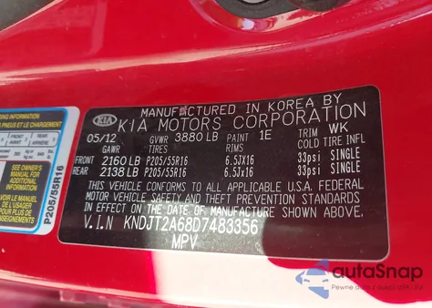 2013 Kia Soul + из США, поврежденный, VIN KNDJT2A68D7483356